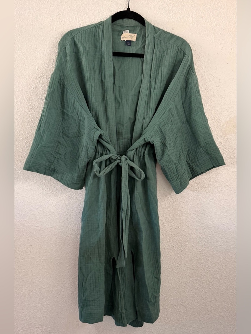 Green Gauze Kimono Tie-Front Robe